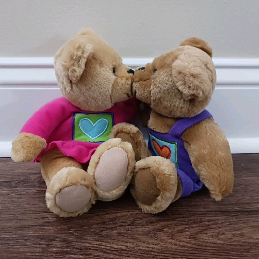 HALLMARK Kiss Kiss Bears Plush Hearts Love Stuffed Animal‎ Valentine Magnetic